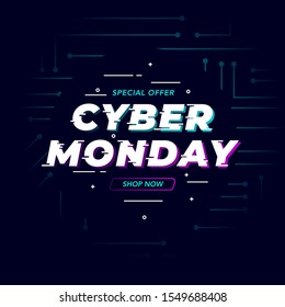 Cyber Monday Banner. Online Shopping and Marketing Concept