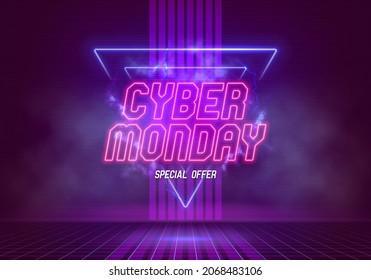 Cyber Monday banner. Promotion sale poster. Vector illustration.