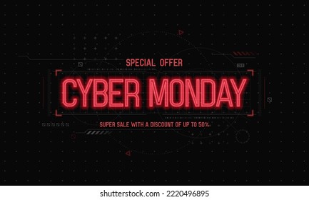 Cyber Monday banner. Promotion sale poster. Vector illustration.