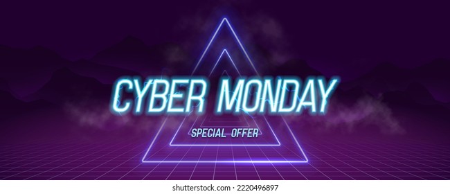 Cyber Monday banner. Promotion sale poster. Vector illustration.