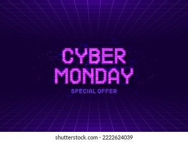 Cyber Monday banner. Promotion sale poster. Vector illustration.