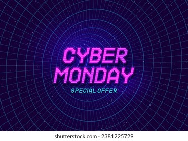 Cyber Monday banner. Promotion sale poster. Vector illustration.