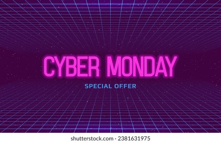 Cyber Monday banner. Promotion sale poster. Vector illustration.