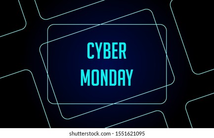 cyber Monday banner with square shaped pattern