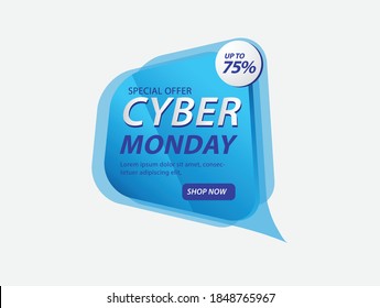 Cyber monday banner template vector illustration, web banner, discount icon