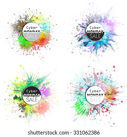 Cyber monday banners set, colorful style elements for your desing, vector illustration.