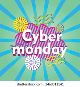 cyber monday, beautiful greeting card background or banner with retro theme. design illustration