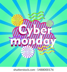 cyber monday, beautiful greeting card background or banner with retro theme. design illustration