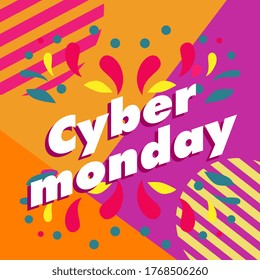 cyber monday, beautiful greeting card background or banner with cute summer theme. vector