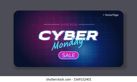 cyber monday big sale advertisement online template special offer concept holiday shopping discount poster horizontal vector illustration