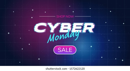 cyber monday big sale advertisement online template special offer concept holiday shopping discount poster horizontal vector illustration