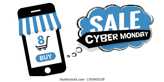 Cyber monday Big sale, buy now, online shopping concept Vector e discount icons Special offer template Best price deal Marketing signs Market ideas Super store mobile app concept Shop internet page