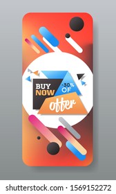 cyber monday big sale sticker advertisement special offer concept holiday shopping discount smartphone screen online mobile app vertical vector illustration
