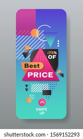 cyber monday big sale sticker advertisement special offer concept holiday shopping discount smartphone screen online mobile app vertical vector illustration