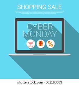 Cyber Monday Big Shopping Sale Banner Flache Vektorgrafik