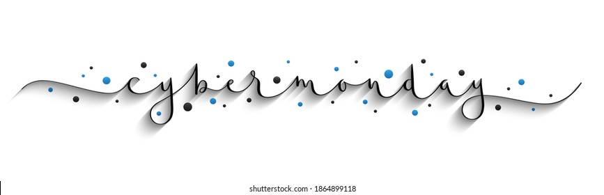 CYBER MONDAY-Banner mit Schwarz-Blau-Vektorbürstenaufzeichnung mit Swashes und Punkten