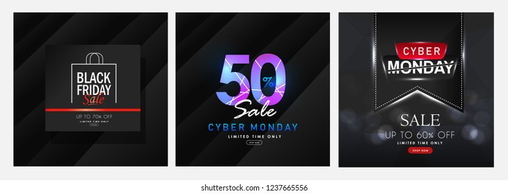 Cyber Monday, black friday Sale . Special offer banner, Banner for business, promotion and advertising.