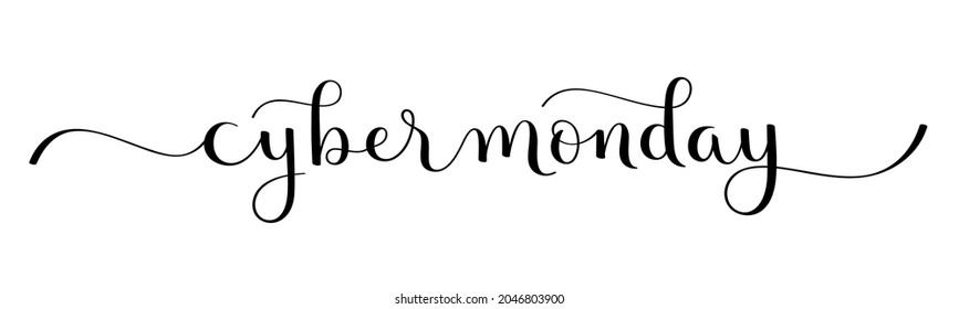 CYBER MONDAY black vector brush calligraphy banner with swashes on white background