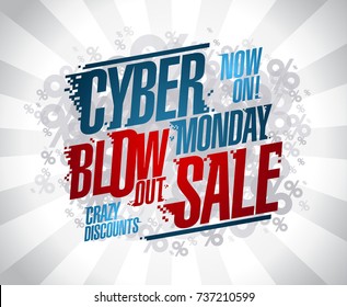 Cyber monday blow out sale vector poster concept