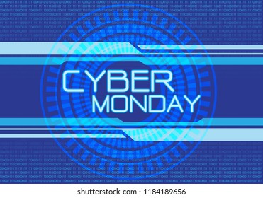 Cyber Monday blue digital design modern futuristic background vector illustration.