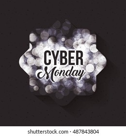 Cyber Monday and blured lights icon. ecommerce sale decoration and advertising theme. Black and white design. Vector illustration