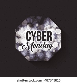 Cyber Monday and blured lights icon. ecommerce sale decoration and advertising theme. Black and white design. Vector illustration
