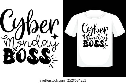 Cyber Monday Boss Tshirt Design, Monday Retro Badge ,Cyber Monday tshirt, Vector Design ,Tshirt Design With Elements ,Cyber Monday Sale