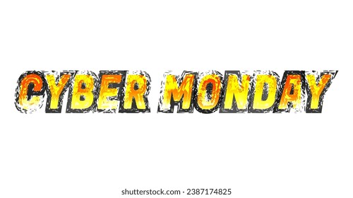 Cyber monday brush vector text in white background	