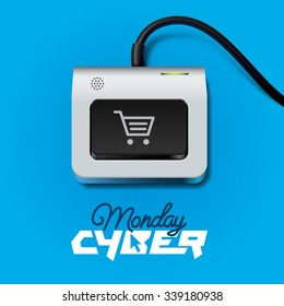 Cyber Monday button on keyboard, online shopping and marketing concept, vector illustration.