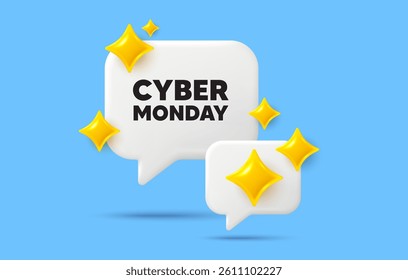 Cyber monday chat speech bubble. Social media concept. Cyber Monday Sale tag. Special offer price sign. Advertising Discounts symbol. 3d sparkles chat bubble. Vector