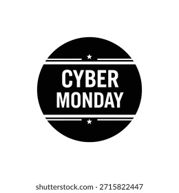 Cyber Monday icono plano circular con tipografía en blanco y negro en negrita
