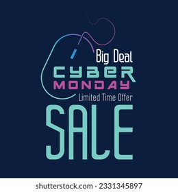 Cyber Monday Colorful Neon Style Super Sale Web Banner. Cyber Monday Sale Special Offer Social Media Post Design. Business, Promotion, and Advertising Vector Template. Seasonal Offers Mega Big Sale