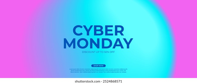 Cyber Monday fundo comercial para E-commerce desconto de promoção de compras e publicidade. Forma arredondada vibrante turva. Cores azul e rosa. Ilustração vetorial.