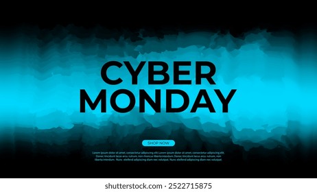 Cyber Monday commercial background for Cyber Monday online discount shopping promotion and advertising. Color smoke effect. Black and blue colors. Vector illustration.