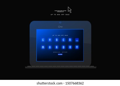 Cyber monday. Computer digital typography. Cyber font. Big sale, creative template