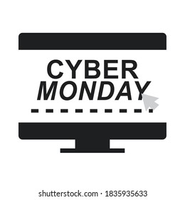 cyber monday, computer text clicking vector illustration