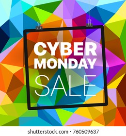 Cyber monday concept. Abstract background of different color figures