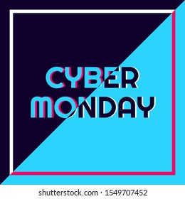 cyber monday concept banner in glitch text effect. vector illustration.