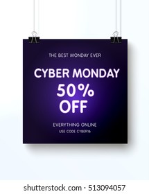 Cyber monday concept design for banner, flyer and advertisement