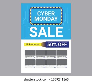 Cyber Montag Konzept Design für Flyer, Banner und Werbung, Vektorgrafik von Shop Promotion.