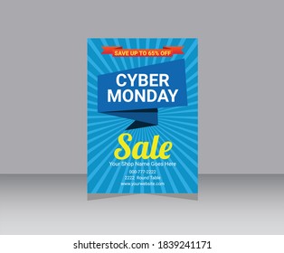 Cyber monday concept design for flyer, banner and advertisement, Vector Illustration of Shop Promotion.