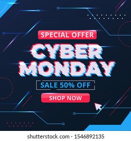 Cyber monday concept in flat design for banner, flyer, poster Free Vector
