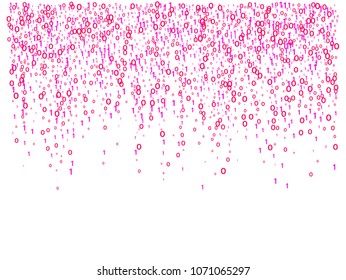 Cyber Monday Confetti. Computer Technology Futuristic Background. Virtual Reality, Digital Database, Big Data Global Network. Falling Down Binary Circuit. Female Programmers Pink Cyber Monday Confetti