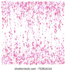 Cyber Monday Confetti. Computer Technology Futuristic Background. Virtual Reality, Digital Database, Big Data Global Network. Falling Down Binary Circuit. Female Programmers Pink Cyber Monday Confetti