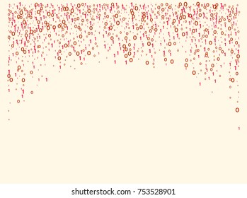 Cyber Monday Confetti. Computer Technology Futuristic Background. Virtual Reality, Digital Database, Big Data Global Network. Falling Down Binary Circuit. Female Programmers Pink Cyber Monday Confetti