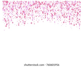 Cyber Monday Confetti. Computer Technology Futuristic Background. Virtual Reality, Digital Database, Big Data Global Network. Falling Down Binary Circuit. Female Programmers Pink Cyber Monday Confetti