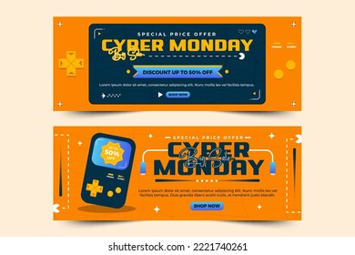 Cyber Monday cover banner design template easy to customize simple and elegant design