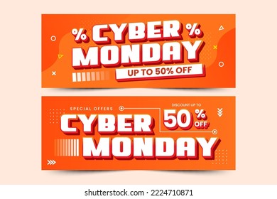 Cyber Monday cover banner design template easy to customize simple and elegant design