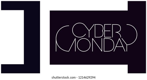 Cyber Monday - creative hand drawn lettering; white letters on black background. Vector illustration for banners, prints, posters, flyers, stickers, badges, online stores, promotion and advertising.