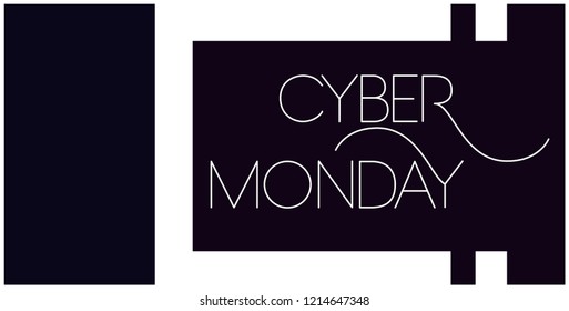 Cyber Monday - creative hand drawn lettering; stylish white letters on black background. Vector illustration for banners, prints, stickers, posters and flyers, promo, web, online stores.
